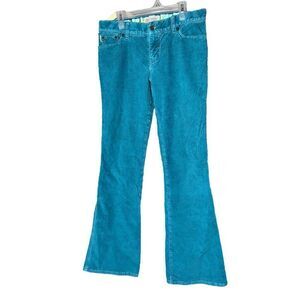 Vintage Y2K Hollister Co. Women's Corduroy Teal Flare Pants Stretch Size 7
